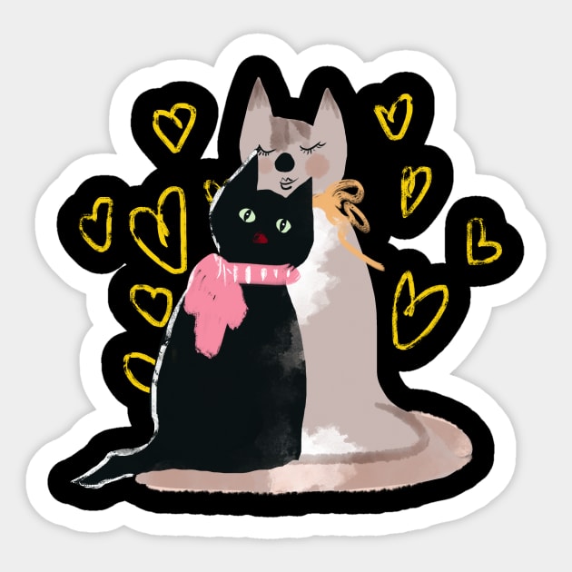 Cats in love Sticker by Natxa